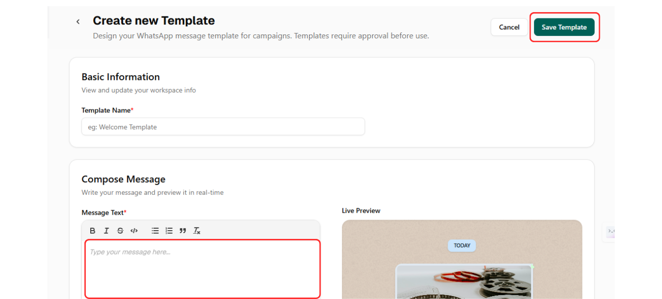 Step 3: Create Your Message Template
