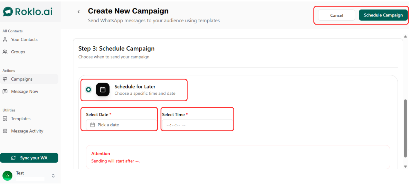 Step 6: Schedule and Send
